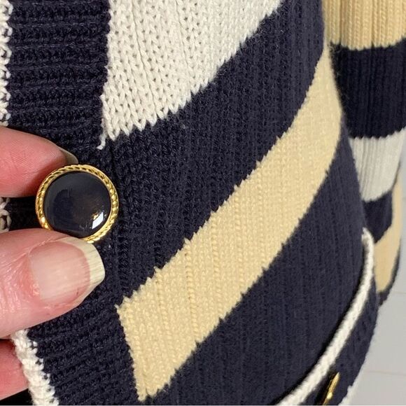 Vintage Koret Striped Cardigan Woman’s size medium old money Classic - Picture 7 of 16